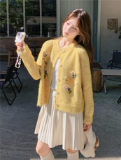 女装穿搭新款洋气春秋季绣花长袖针织开衫上衣休闲毛衣，女装针织衫/毛衣，水衣源