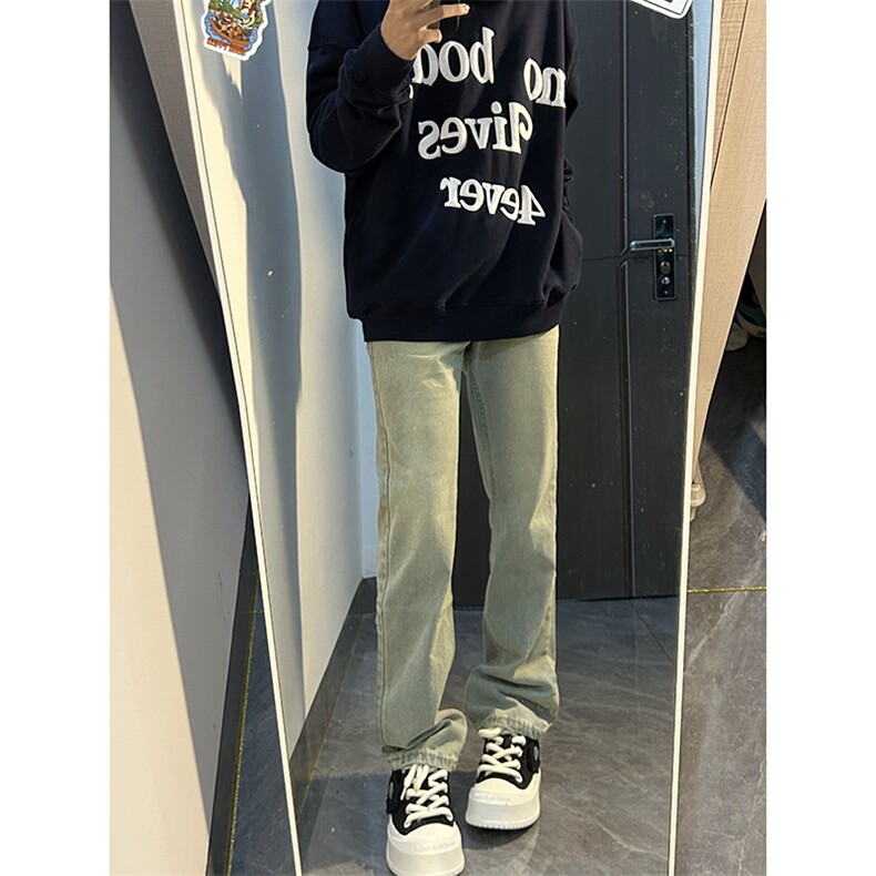 B221美式ins高街小众百搭纯色微喇牛仔裤LK22087-P55控78,男装牛仔裤,电商B221