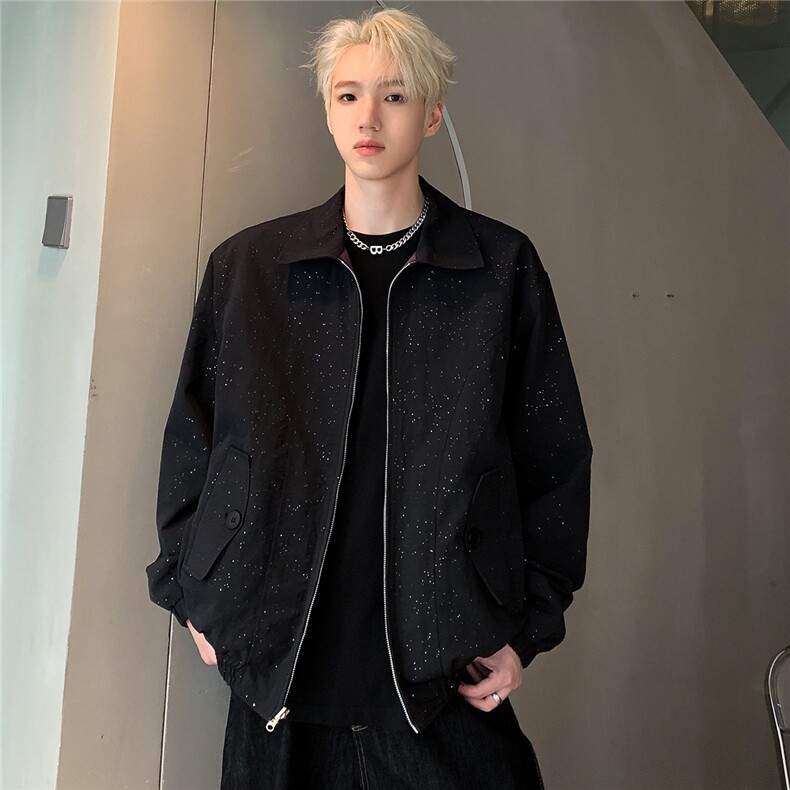 美式潮牌满天星两面穿百搭时尚夹克春秋冲锋衣男女外套JK105-P115,男装夹克,电商C307