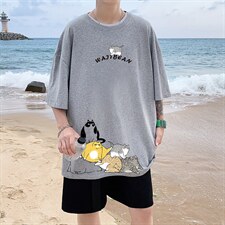 DX17155-P20纯棉短袖t恤男大码半袖打底衫宽松体恤衫港风，男装T恤，电商A040
