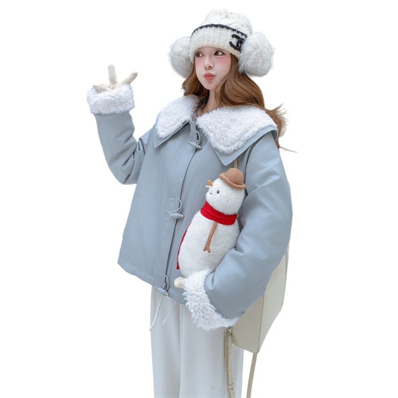新款2025冬季新款韩系PU皮加绒派克服7821-P235-K358,女装棉衣/棉服,2C057