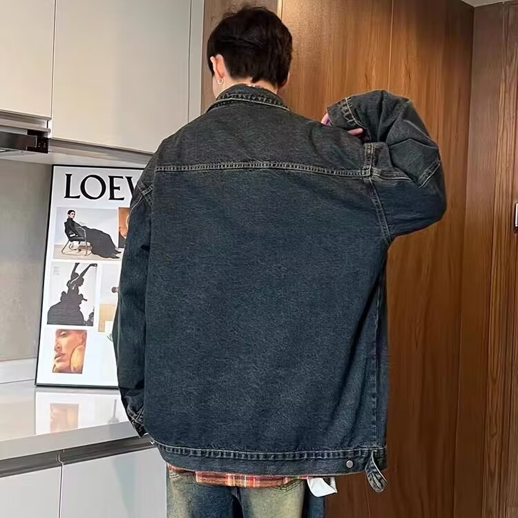 美式休闲复古水洗夹克男做旧宽松牛仔衣服情侣男百搭款F02/P62,男装夹克,星座506