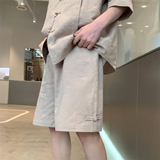 男装夏季短袖套装两件套新中式短裤宽松棉麻男装T033P95控138，男装休闲套装，电商A157