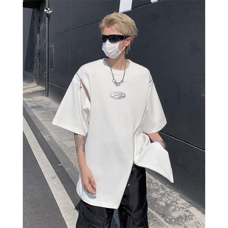 男装不规则解构拉链短袖T恤24夏季新款圆领上衣XZ514-2-20248-P58,男装T恤,星座514-2(原B239)