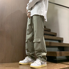 港风秋冬工装裤三条杠拖地宽松休闲伞兵裤男K23320-P50控68，男装工装外套，星座717