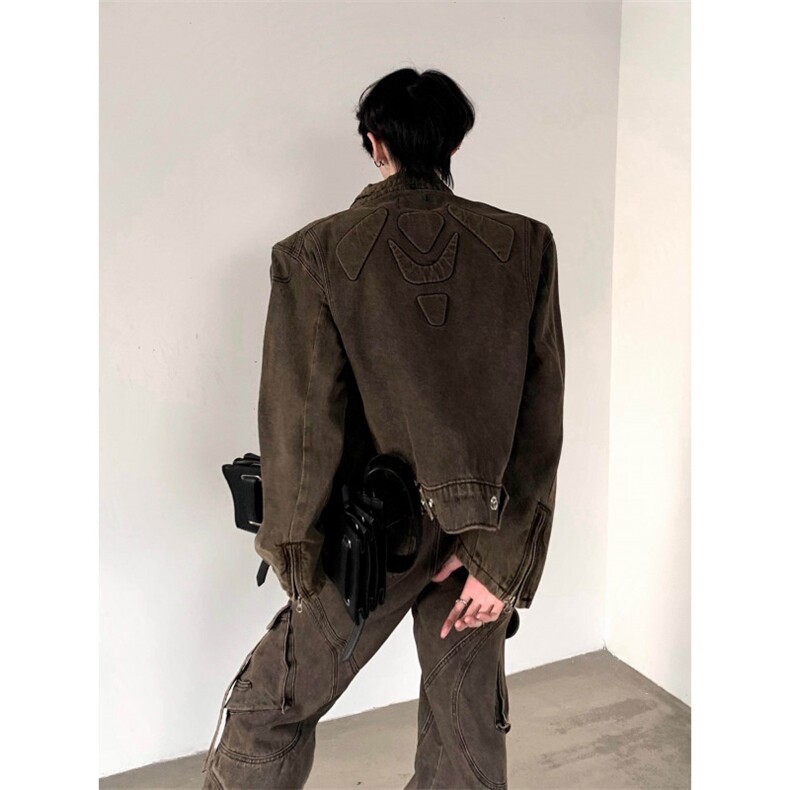 1506-1/JS1991/P93美拉德水洗做旧牛仔套装男小众设计古垫肩牛仔,男装休闲套装,星座1506-1