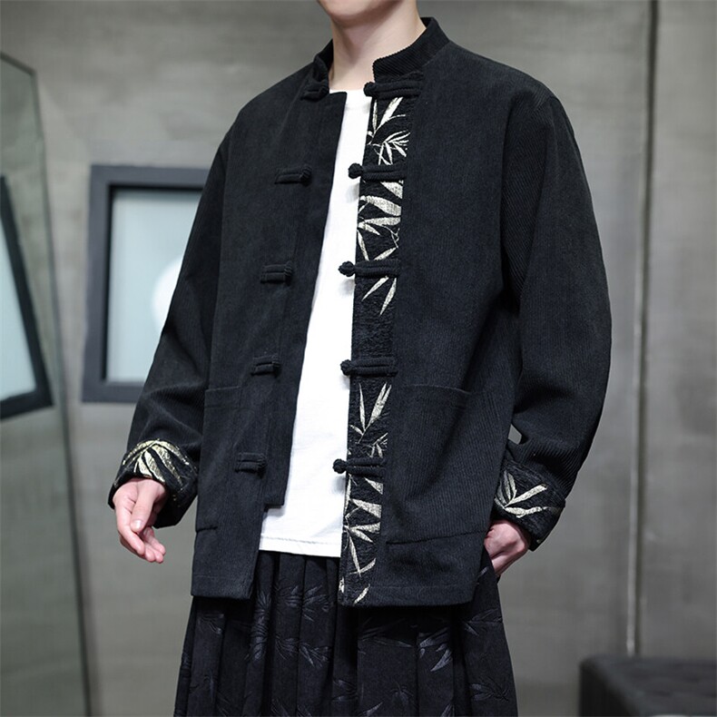 25春款新款新中式大码男士灯芯绒夹克撞色外套男JK99-P110，男装夹克，电商A021
