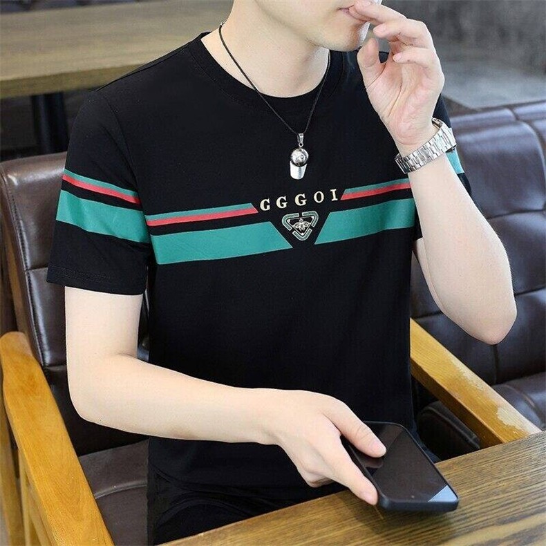 25139-P35夏季时尚休闲短袖T恤男欧货潮牌商务休闲圆领短袖T恤,男装T恤,电商D310B-1