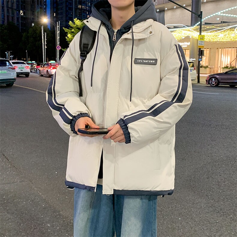 棉服男冬季新款港风宽松假两件连帽棉衣MF8587-特P78，男装棉衣，星座214-3