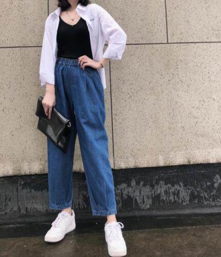 早秋折裤脚牛仔裤，女装牛仔裤，1+1 MAIN ROAD