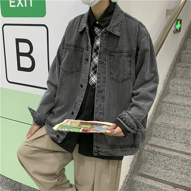 新品2023青少年男士运动外套潮韩版翻领牛仔衣JK0155-P60,男装夹克,星座308B-2