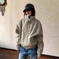 Apocket美式解构缉明线立领工装夹克秋冬加绒加厚廓形宽松棉服女，男装夹克，星座506A