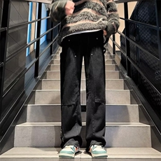美式牛仔裤男女新款潮牌高街裤子ins风拉链中性直筒裤NK1232-P45，男装牛仔裤，星座1008-1