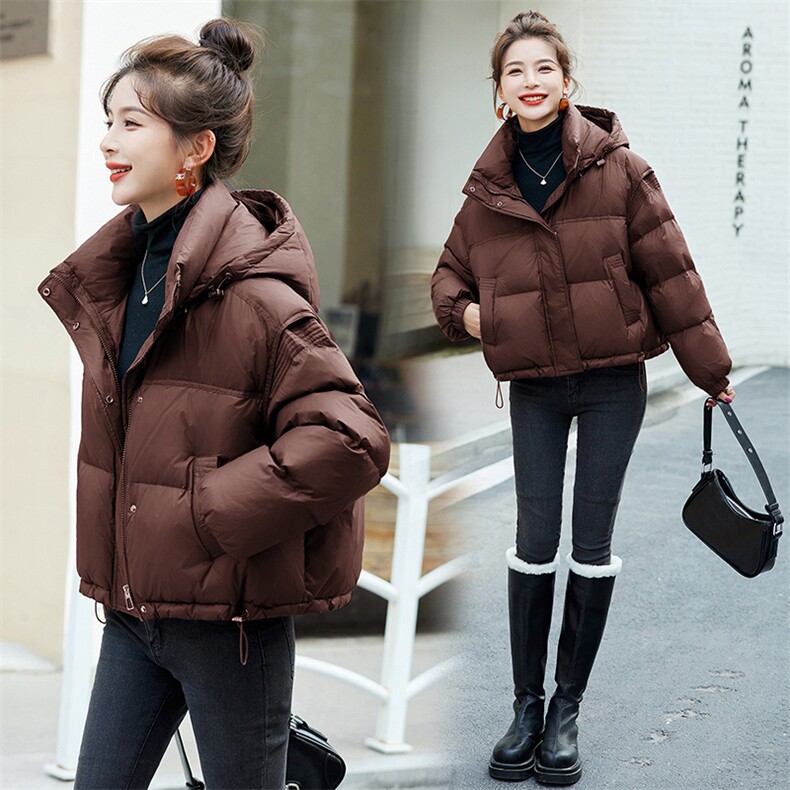 轻薄90%白鸭绒羽绒服女2024新款冬季保暖极简百搭连帽短款外套，女装羽绒服，美沁