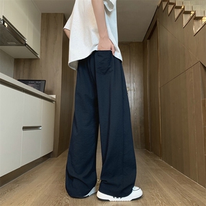 美式复古亚麻拼接假两件宽松慵懒垂感直筒休闲裤504-K881-P45控69图片