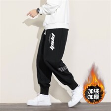 2020冬季新日系白墙大码男字母印花加绒加厚休闲卫裤K20671-P50，男装休闲裤，电商A001