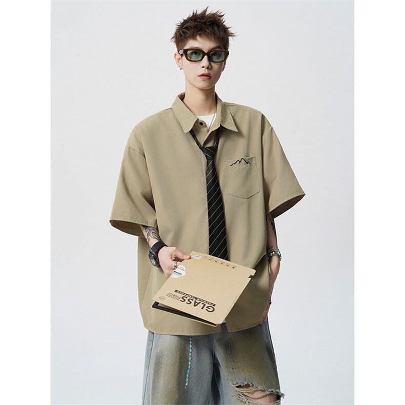 CS1143-特批25控49夏薄款冰丝面料大码短袖衬衫防晒透气外套，男装防晒衣，电商A059