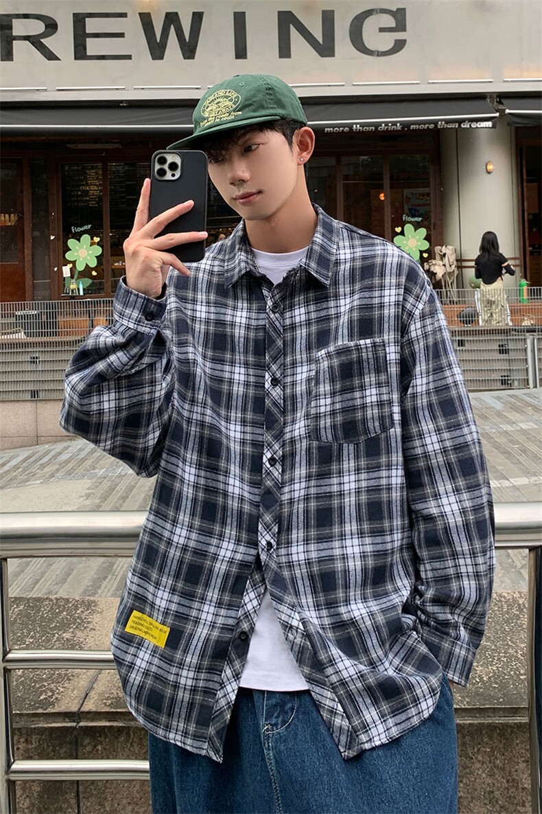 冬季格子衬衫休闲内搭衬衣高级感外套男C2158-特P28/CJ9738-特P40,男装衬衫,电商A007