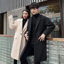 2025冬季纯色情侣款加棉休闲百搭毛呢大衣外套男潮1913加棉-P140,男装毛呢大衣,电商A413