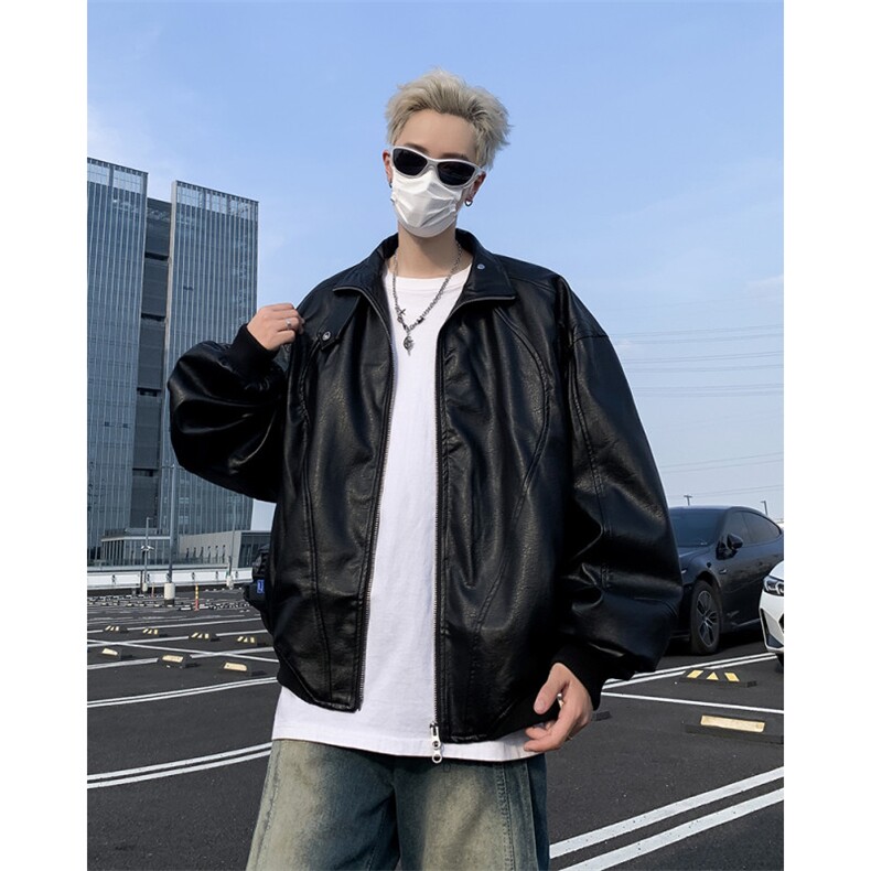 美式高街皮衣男士韩版潮流百搭痞子帅气2024秋冬ins外套W6051-P68,男装皮衣,星座412-2