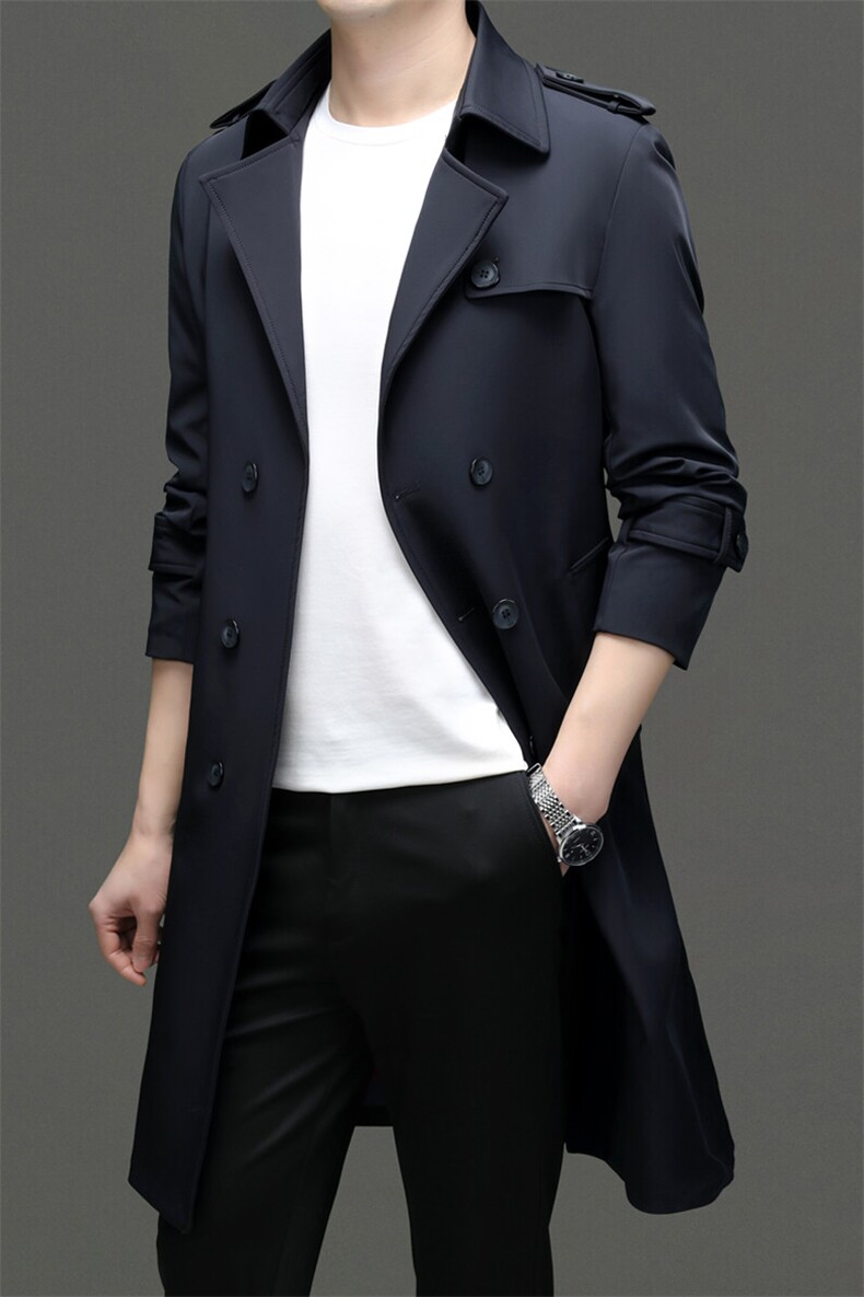 GDN-F12309春秋新款男士风衣大翻领商务领导服男装纯色外套,男装风衣,电商B360
