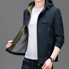 男士春季夹克男装连帽中年商务休闲纯色茄克衫上衣服BSNA802-P120，男装夹克，星座1105-3