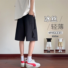 特批P25无差价夏季休闲仿麻透气冰丝拼接纯色宽松短裤男DK5988，男装休闲裤，电商A001-1