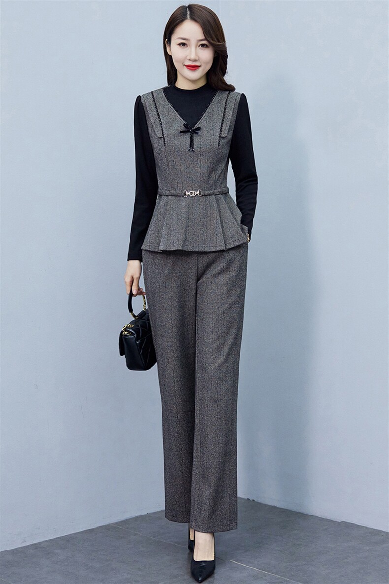 现货-新品】时尚洋气两件套2024年春装新款显瘦阔太太女士套装,女装套装/套裙,仁梯
