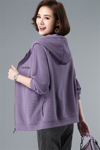 宽松连帽金属拉链卫衣外套女长袖春秋款图片