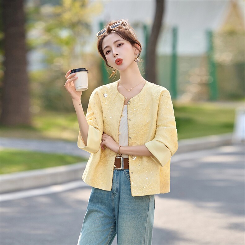 【现货！！！！】新中式绣花亮片高端短款外套！,女装短外套,素月