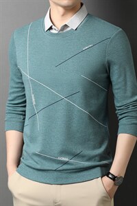 秋季新款针织衫男士爸爸装商务休闲时尚潮流百搭宽松翻领上衣图片