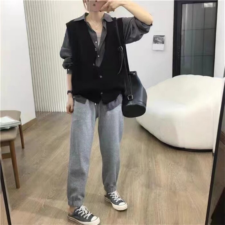 通勤百搭V领羊绒针织马甲开衫女韩式宽松无袖毛衣外搭羊毛坎肩,女装羊毛衫,泰沅羊绒