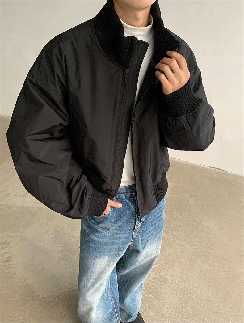 现货26春装美拉德立领飞行夹克纯色复古廓形高街棒球服外套,男装夹克,电商A486-1
