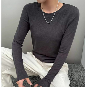 MN1021-P35 女秋冬新款百搭纯色打底高级感修身显瘦长袖内搭上衣图片