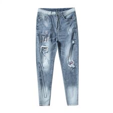 2021新款烫钻印花弹力牛仔裤男修身小脚裤九分裤QT6027-1025，男装牛仔裤，电商D218