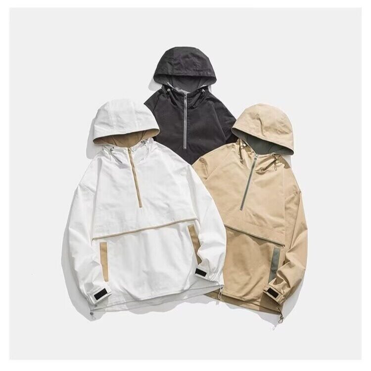美式机能风半拉链套头冲锋男硬壳防水情侣外套春秋款夹克WT12 P56图片