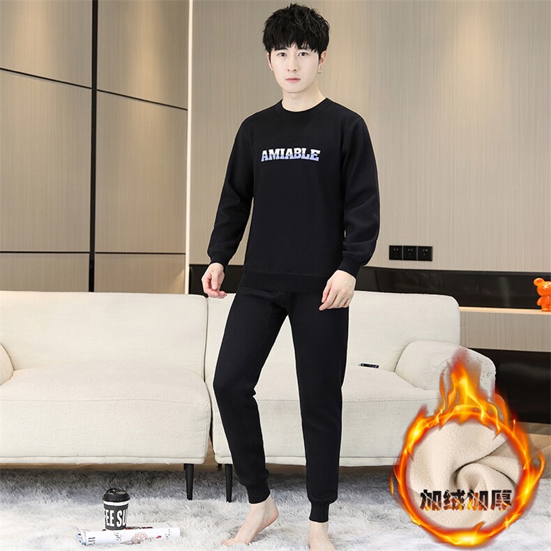 男士秋衣秋裤青少年学生保暖内衣加绒加厚套装TZ1103-P67,男装棉衣,星座310B-3