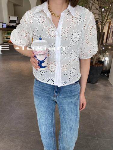 镂空蕾丝衬衫，女装衬衫，E.FAXIAN伊发现