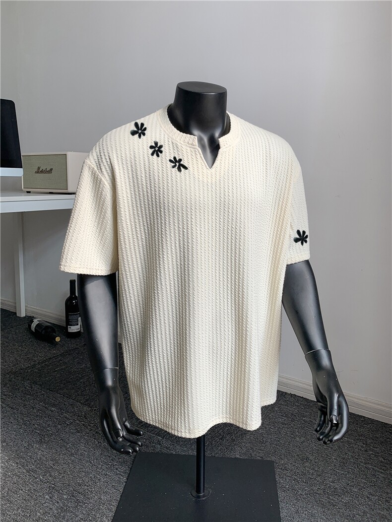 XZ809A/DXVL14/P25/控38肌理感印花V领T恤,男装T恤,星座809A(原222-1)