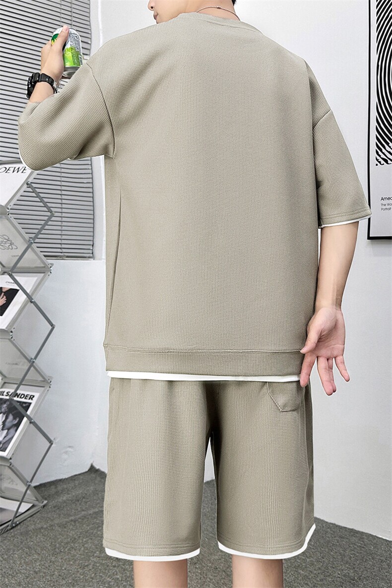 新款休闲华夫格套装,男装休闲套装,星座1106-2（原1111B）