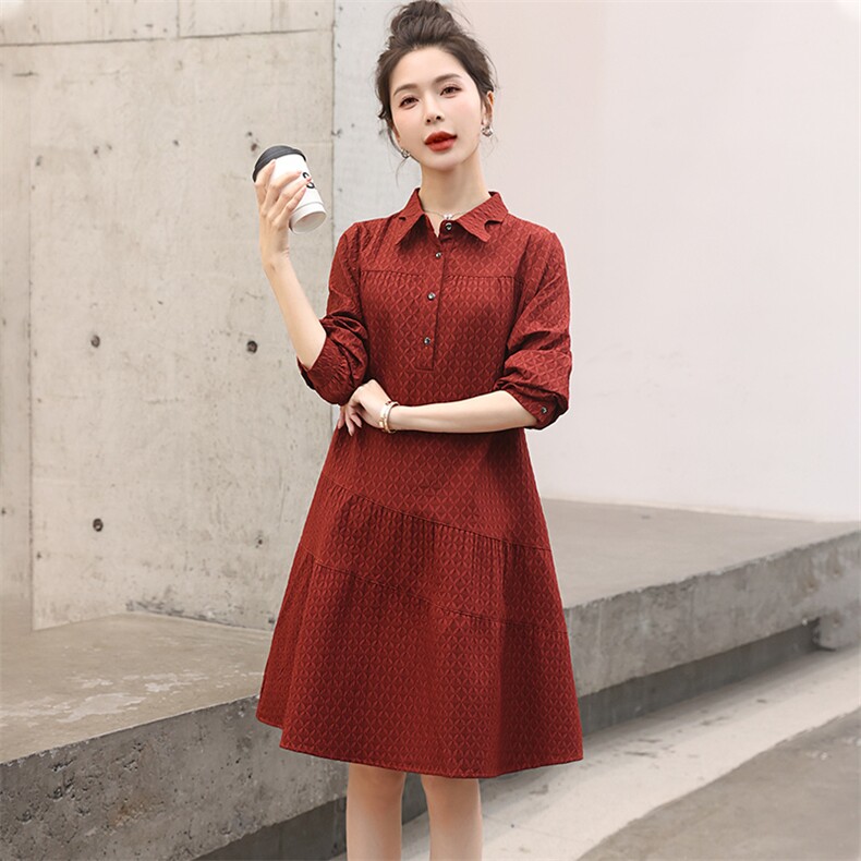 宽松大码新款Polo领泡泡袖雪纺连衣裙显瘦微胖妹妹女装夏季，女装连衣裙，浙宝2-166