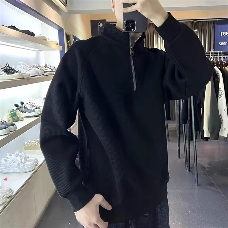 高级感翻领针织衫男设计感半拉链毛衣小众时尚情侣百搭宽松休闲,男装针织衫/毛衣,星座1210-1