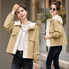 时尚百搭春季新款女装休闲简约连帽风衣外套，女装风衣，涵亦佰惠