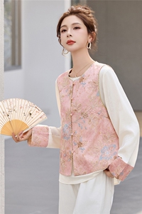 2026春季新款新中式重工刺绣马甲提花小衫两件套套装女图片
