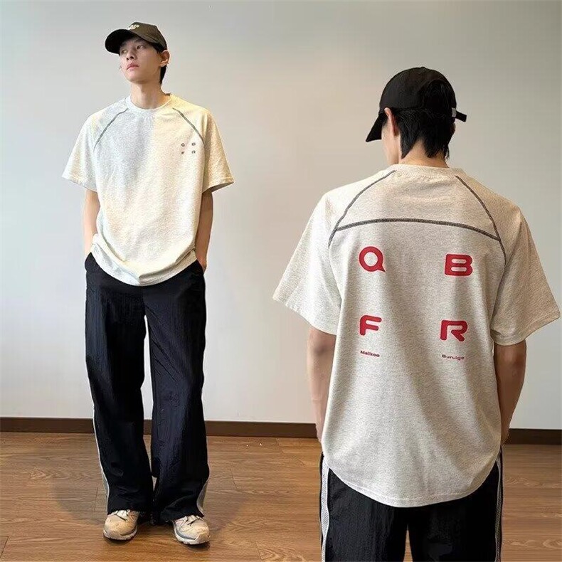 2025新款短袖t恤男ins潮牌欧美嘻哈风圆领打底衫上衣夏季，男装T恤，四季星座505