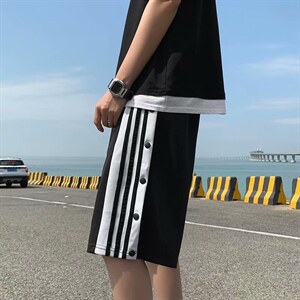 运动短裤男潮流夏季外穿宽松休闲中裤ins痞帅炸街排扣裤DK40-P28图片