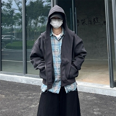 抖音得物高品质二开25秋冬美式重磅宽松结构设计连帽卫衣外套W78，男装卫衣，电商A486