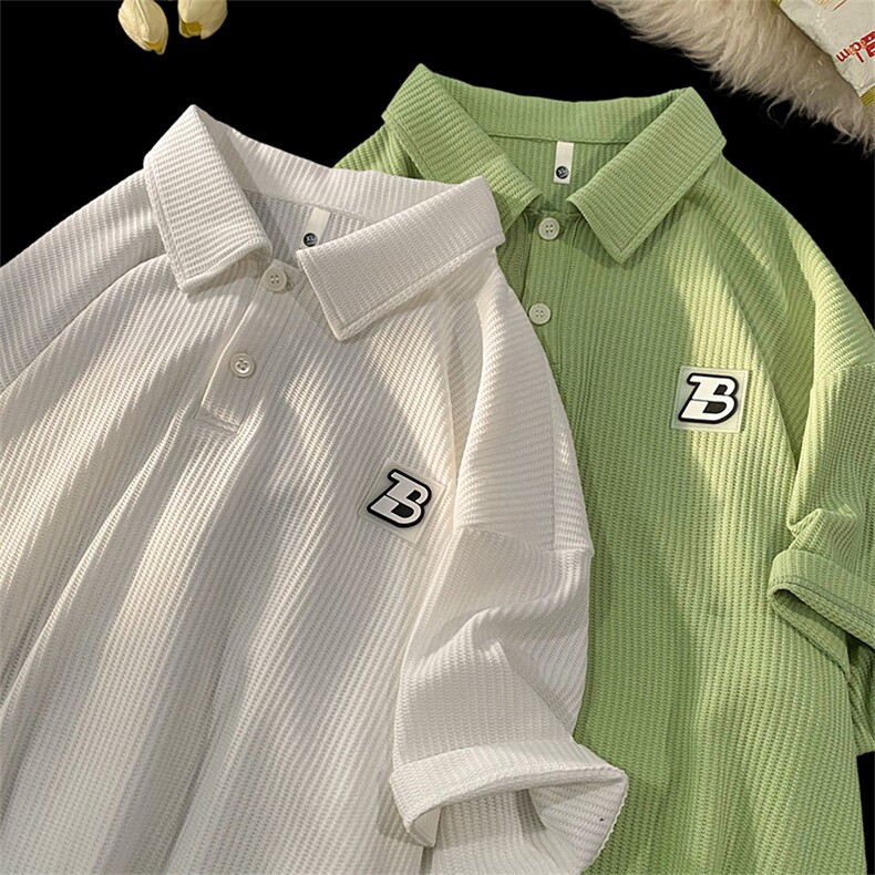 XD5087-TP35控价48夏季高弹POLO衫港风设计感休闲短袖T恤男，男装Polo衫，电商A102-1