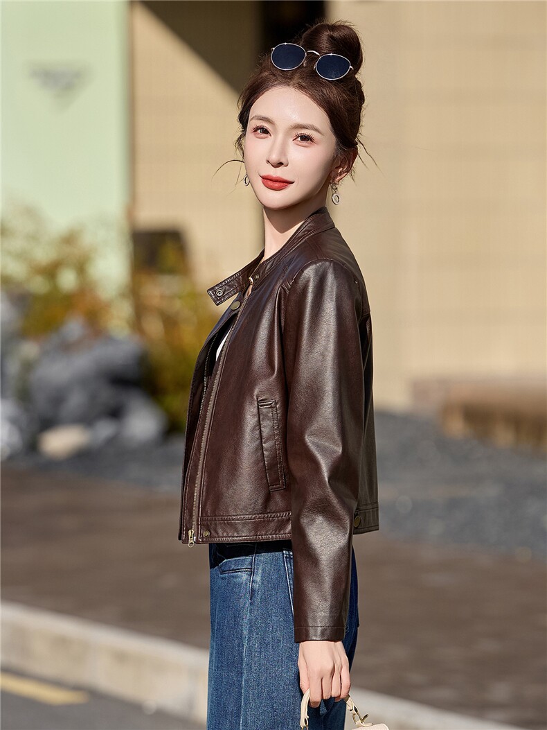 2026年春季新款现货时尚潮流高品质皮衣小外套机车服女装,女装皮衣,臻衣坊