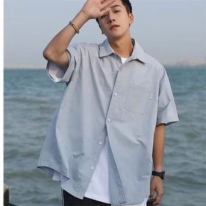 夏季薄款休闲短袖衬衫男士港风日系休闲半袖衬衣外套潮牌男生2025图片